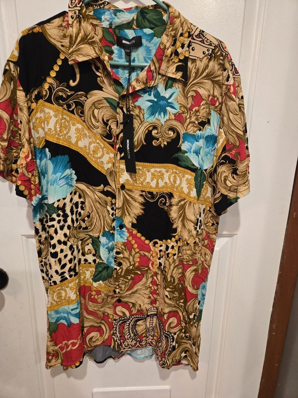 Nova Mens Button Up Shirt Multicolor Size XXL Techno Reiner Zoneweld